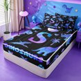 thumbnail image 2 of meiyoeat Colorful Ombre Monogrammed S Zipper Full Size Comforter Sets with Fitted Sheet and 2 Pillowcases For Boys,Dino Themed Initial Zipper Bedding Set,Black Reversible,4 Pieces, 2 of 7
