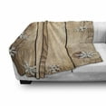 thumbnail image 3 of Christmas Soft Flannel Fleece Throw Blanket, Rustic Wooden Planks Texture Image with Snowflakes Country, Cozy Plush for Indoor and Outdoor Use, 60" x 80", Brown Pale Brown White, by Ambesonne, 3 of 6