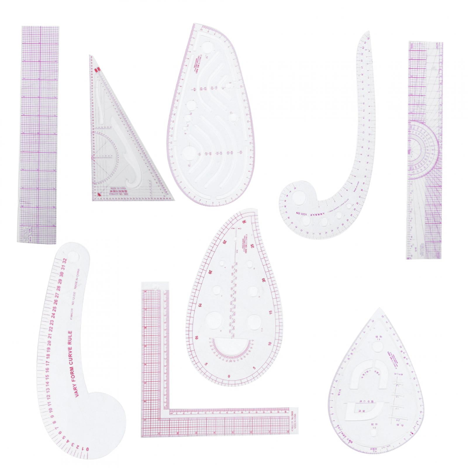 Spptty 9Pcs/Set Sewing Ruler Set Multifunctional Curve Stick Tailor Measuring Accessories,Tailor
