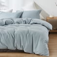 thumbnail image 6 of Simple&Opulence Classic Collection Farmhouse 3-Piece Linen Cotton Solid Duvet Sets-Dusty Blue, California King Size, 6 of 9