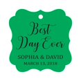 thumbnail image 1 of Darling Souvenir Personalized Fancy Frame Wedding Gift Tags 'Best Day Ever' Custom Name & Date Favor Hang Tags-Green-100 Tags, 1 of 1