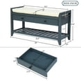thumbnail image 3 of Entryway Storage Bench with Cushioned Seat Shoe Rack with 2 Drawers and Storage Shelf, Antique Navy, 3 of 9