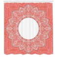 thumbnail image 3 of Ambesonne Peach Shower Curtain, Bridal Lace Design Soft, 69"Wx75"L, Coral White, 3 of 3