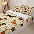 thumbnail image 2 of Manfei Kawaii Scarf Puppy Zipper Twin Comforter Sets with Fitted Sheet and 2 Pillowcases, Garden Floral Zipper Bedding Set, Brown Cream, Reversible, 4-Piece, 2 of 7