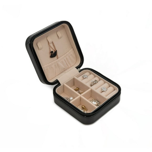 Petite Boîte de Rangement de Bijoux Organisateur de Voyage pour Bague, Boucle d'Oreille, Collier, Bracelet