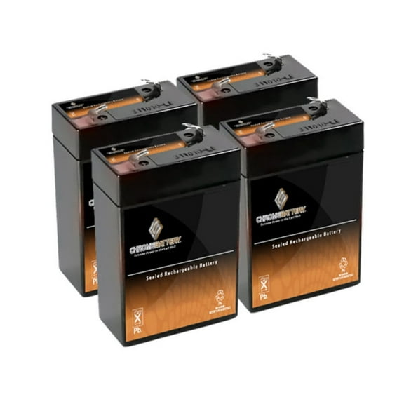 Chrome Battery 6V (6 Volt) (6 Volt) (6 Volt) 4.5Ah Sealed Lead Acid (SLA) Battery - T1 Terminals - for Zb-6-4.5 (4 Pack)