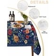 thumbnail image 3 of Navy Blue Flowers Tablecloth Rectangle Table Cloths 54x108, Waterproof Tablecloth Outdoor Table Cloth, Spring Vintage Floral Leaves Farmhouse Washable Table Cover for Kitchen Dinning Party, 3 of 8