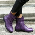 thumbnail image 4 of FITORON Womens Mid Calf Boots- Medium Tube Round Head Solid Side Zipper Low Heel Short Boots Shoes Purple 38, 4 of 8