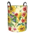 thumbnail image 2 of Daiia Sunflower Cornflower Poppy Round Laundry Basket with Handles Thickened Waterproof Circular hamper,Dirty Clothes Storage Basket for Bedroom,Bathroom,College Dorm-Medium, 2 of 8