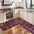 thumbnail image 3 of Kitchen Rugs Sets Of 2,Colorful Mushroom Fantasy Black Pattern Anti Fatigue Kitchen Mat Rugs Non Slip Washable,Decorative Kitchen Floor Mats for Kitchen,Sink,Laundry,17"x47"+17"x47", 3 of 5