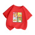 thumbnail image 3 of Chemises pour Tout-Petits Mode Personnalité Imprimée Col Rond Manches Courtes Tee Été Décontracté Ample Hauts Filles Rouge 6 Ans-8 Ans, 3 of 5