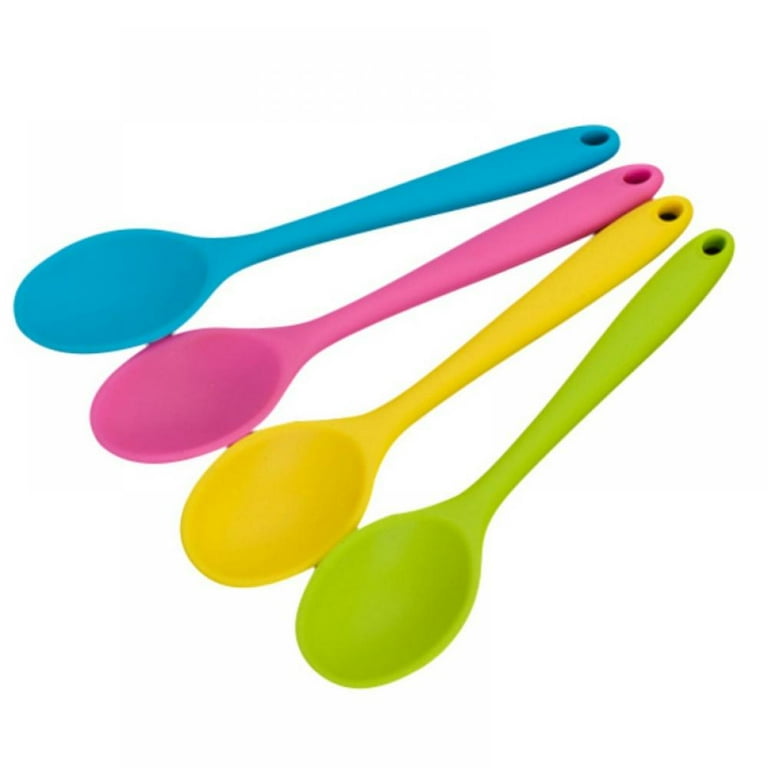 Lemetow Resistant High Temperature Silicone Mini Small Spoon (Random Color)1pc, Size: 20.5 x 4.5cm / 8 x 1.77