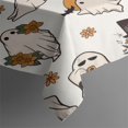 thumbnail image 3 of Halloween Ghost Cute Flower Spooky Table Cloth, Water Resistant Tablecloth Spill-Proof Holiday Table Covers for Dining Room Parties Dinner, Wipeable Tabletop Cover Kitchen Rectangle 60x84 Inch, 3 of 5