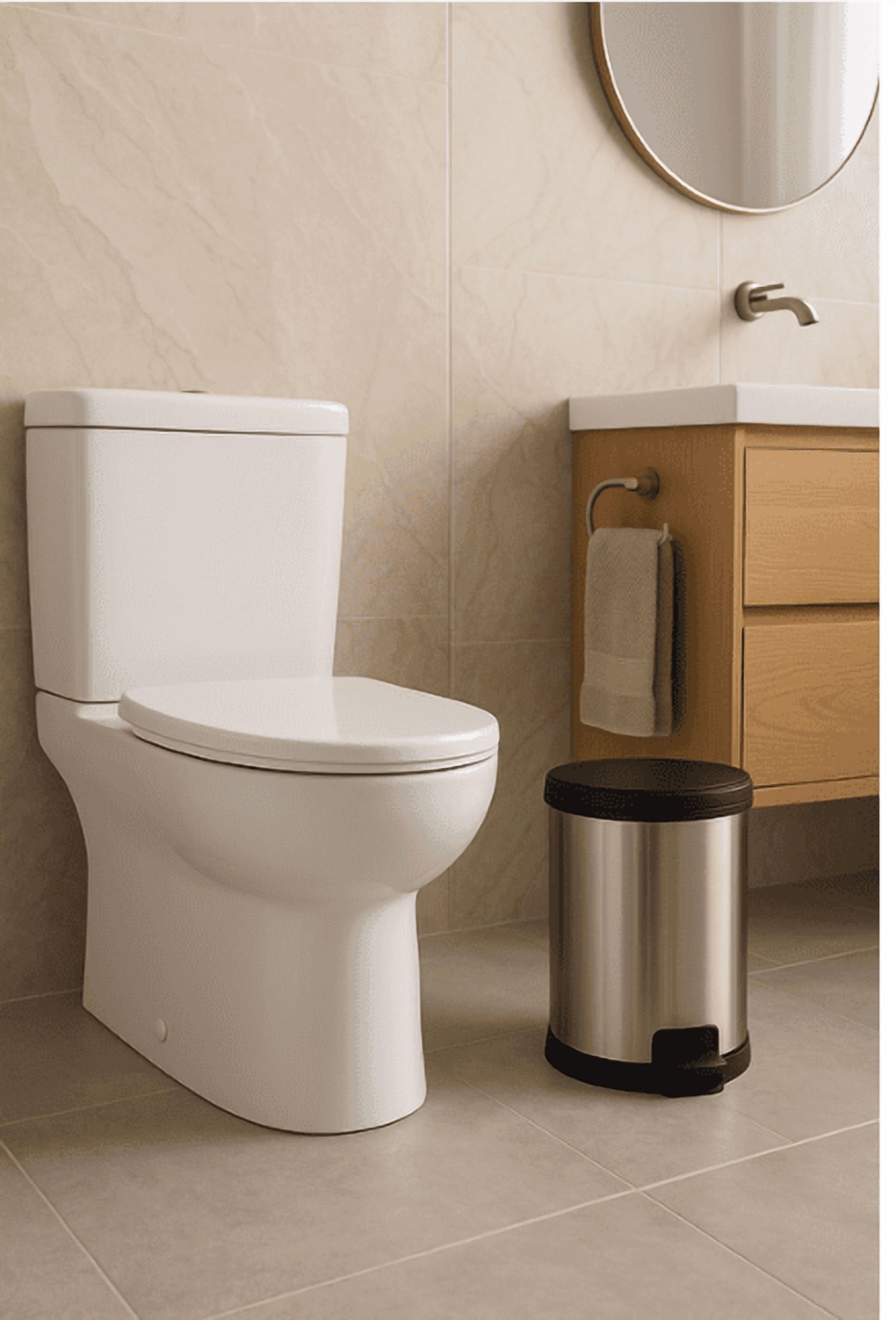 Mainstays 1.5-Gallon Bathroom Trash Can, Silver photo 3