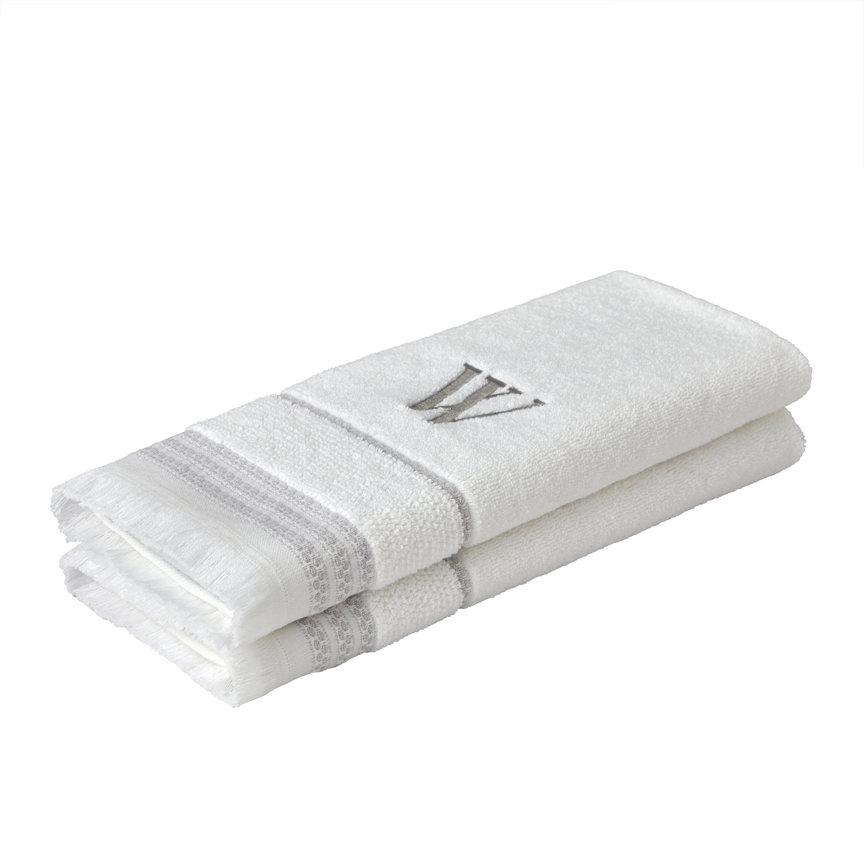 SKL Home Casual Monogram Hand Towel (2-Pack), "W", White