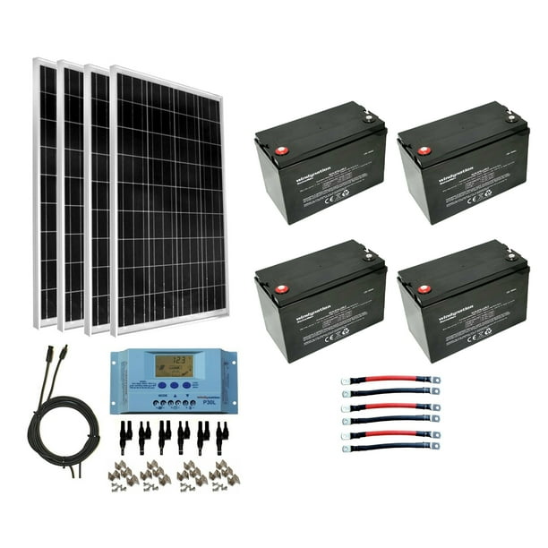 Windy Nation 400W Solar Panel Fully Off Grid Kit & (4) 12V 100 Ah
