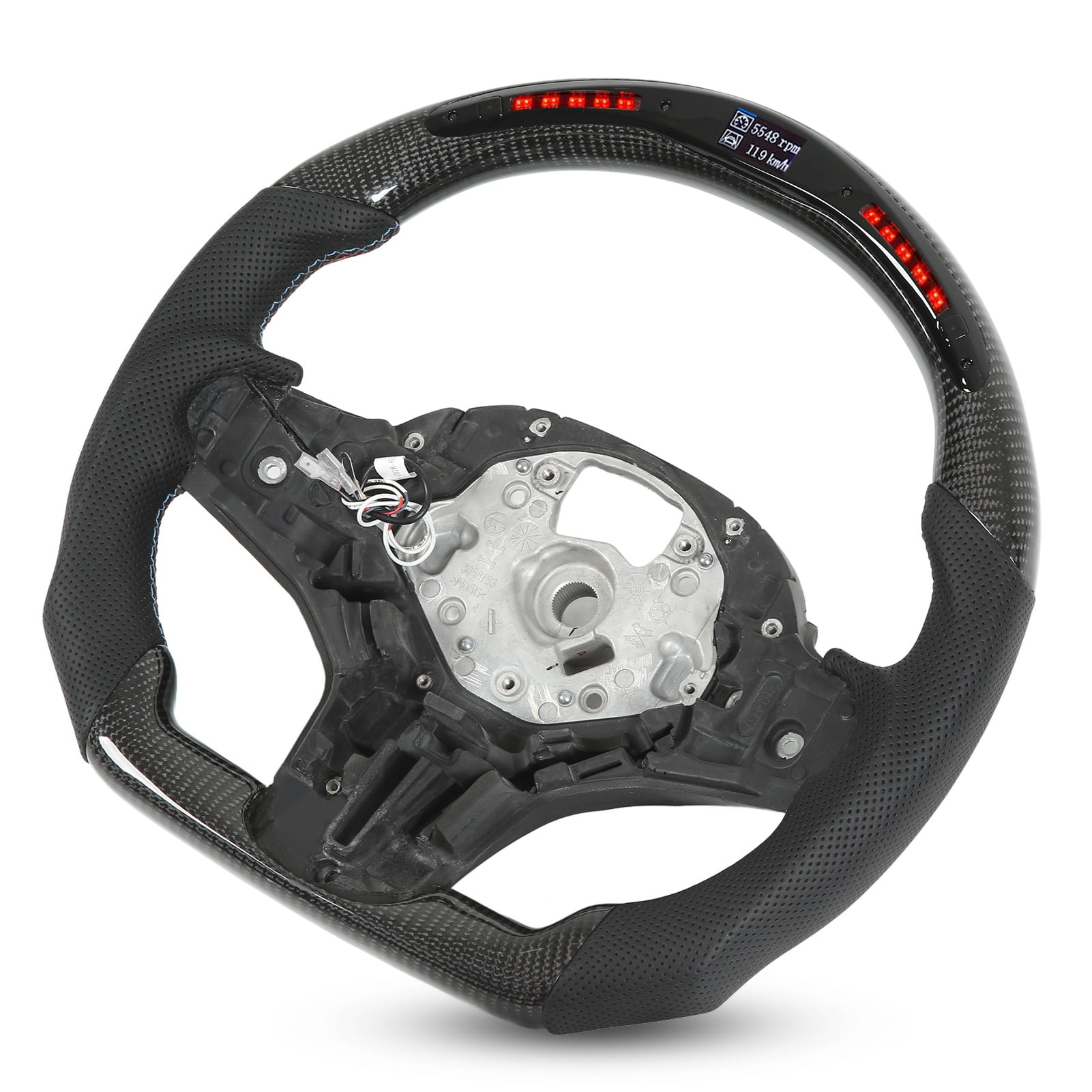 LED Steering Wheel, Light Steering Wheel D Type Racing M Stitching 12V