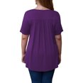 thumbnail image 1 of Qarigey Camiseta de mujer Túnica plisada Top Cuello Manga corta Blusa de encaje de encaje de manga corta Prendas para la parte del cuerpo Violeta S, 1 of 5