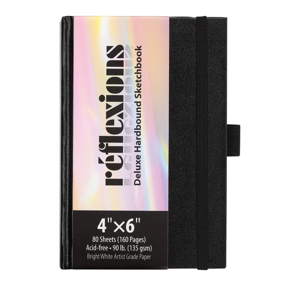 Reflexions 4x6" 2-Pack Black Hardcover Sketchbook, 80 Sheets Each