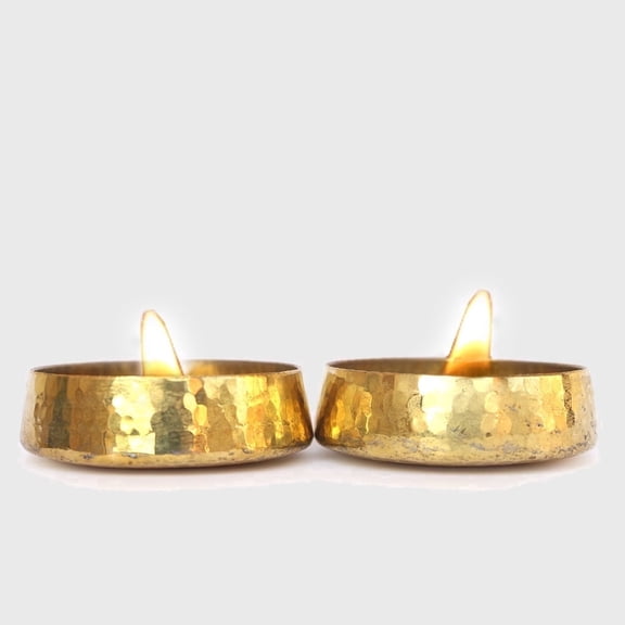 De Kulture Works Gold Burnished Metal Vintage Wedding Votive Candle Holder Set, Set of 2
