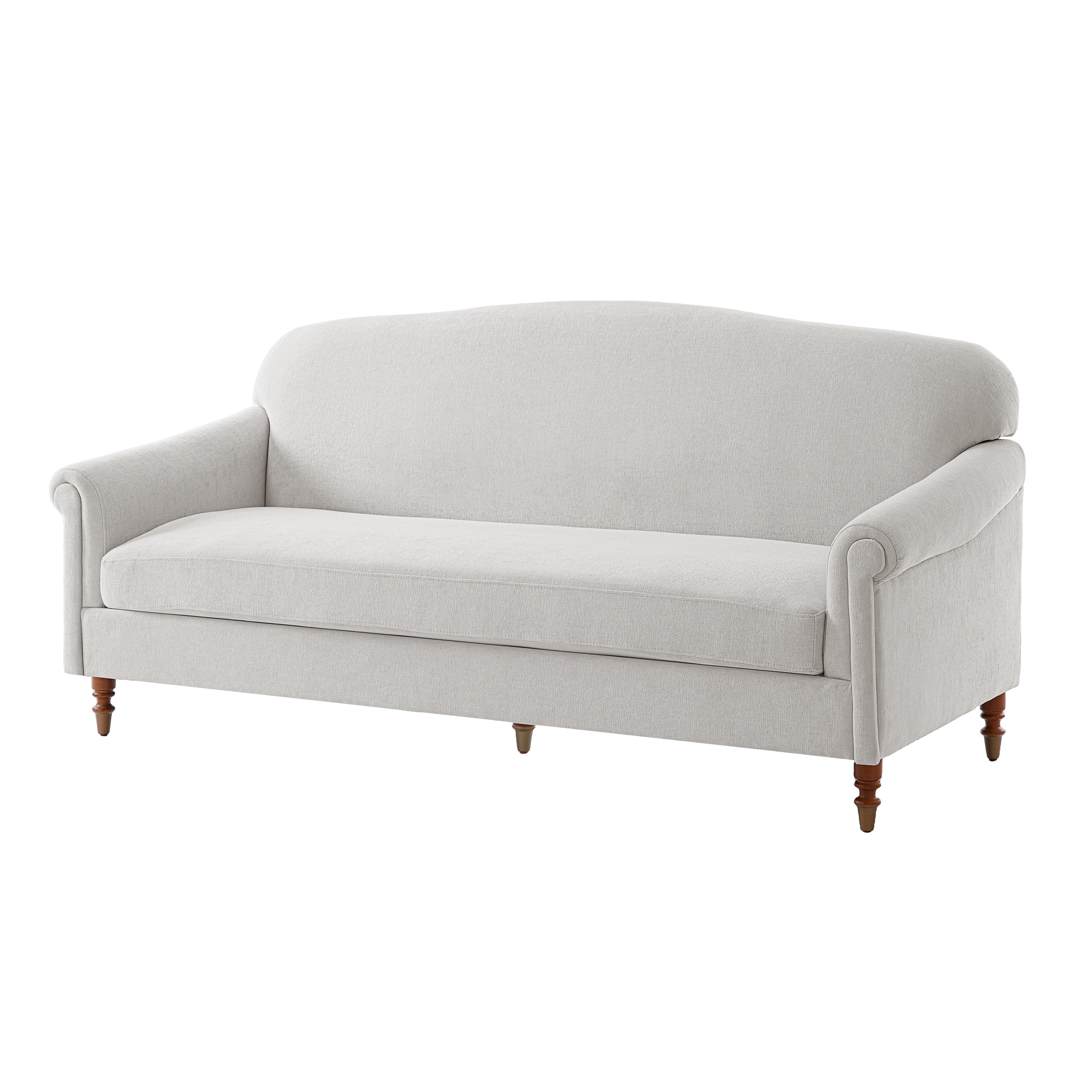 Elegant 77.5-Inch Loveseat Sofa with Rolled Arms and Chenille Upholstery, 2-Seater Couch for Living Room and Reading Corner, Light Grey