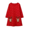 thumbnail image 2 of HILEELANG Little Girl Christmas Dress Red Dot Deer Elk Santa Applique Long Sleeve Cotton Casual Tunic Shirt Outfits Dresses Size 6, 2 of 7