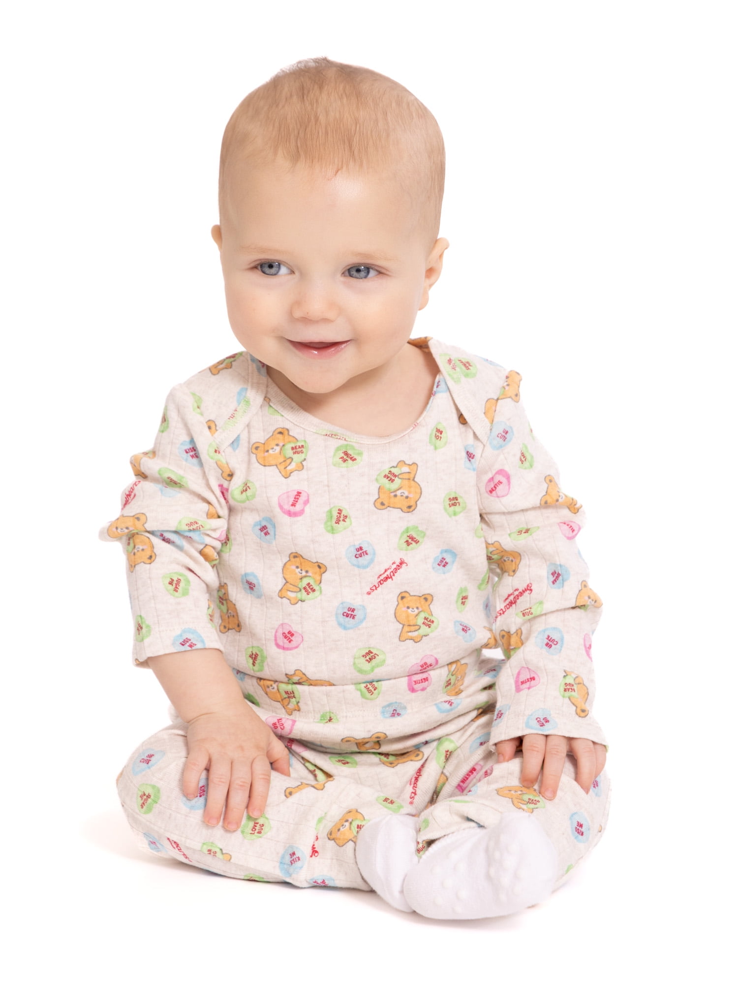 Sweethearts Baby Girls Valentine's Day Long Sleeve Bodysuit with Matching Joggers, 2-Piece Set, Sizes Newborn-12M