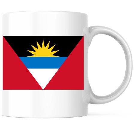 Antigua and Barbuda World Flag Coffee Mug - 11 Ounce Coffee Mug - Printed On Both Sides - Choose from Over 100 Countries - Microwave & Dishwasher Safe - White Handle & Interior - BMCM00813