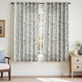 thumbnail image 3 of Curtainking Floral Curtains Linen Farmhouse Curtains for Living Room 63 inch Country Curtains Back Tab Semi Sheer Curtains Light Filtering 2 Panels Black on Beige, 3 of 10