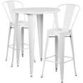 thumbnail image 2 of Emma + Oliver Commercial 30" Round White Metal Indoor-Outdoor Bar Table Set-2 Cafe Stools, 2 of 5
