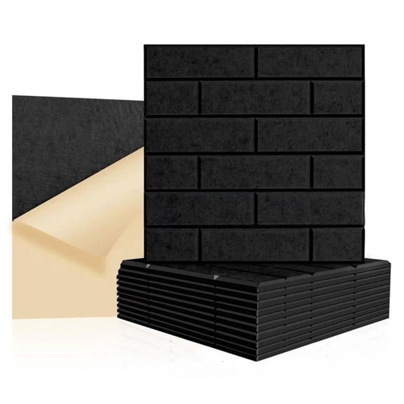 YIGSECU 12Pcs Acoustic Wall Panels Brick Pattern Peels and Stick Sound Absorbing Panel for Wall Ceiling Acoustic Treatments