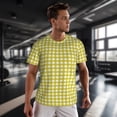 thumbnail image 3 of Wukai Yellow Checkboard Print Men's Short-Sleeved Mesh T-Shirt,Quick-Dry Short Sleeve Workout T-Shirt-6X-Large, 3 of 8