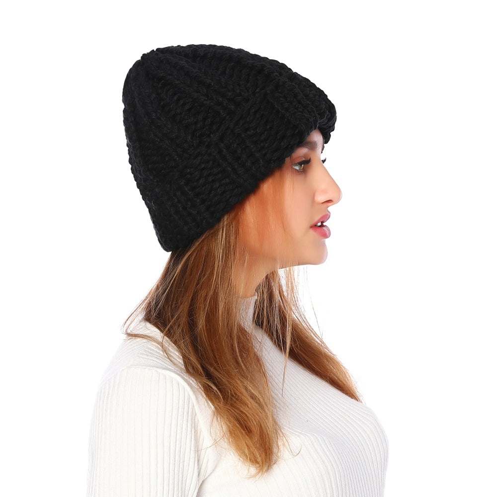 Fashion Women Braided Baggy Warm Winter Hat  Beanie Knit Crochet Ski Slouch Cap 