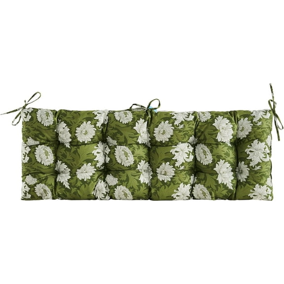 Patio Bench Cushion 48"x18"x4" Water UV Resistant Polyester Outdoor Seat Cushion with Ties Non-Slip for Garden Porch Furniture Multiple Patterns,Green
