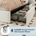 thumbnail image 6 of Allewie Queen Size Storage Bed Frame,Adjustable Headboard, Velvet Upholstered Platform Bed with 4 Oversized Underbed Drawers, Wooden Slats Support, No Box Spring Needed, White, 6 of 9