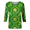 thumbnail image 4 of Xuyuer St Patricks Day Shirt Women Irish Shamrock 3/4 Sleeve Tshirts St Paddys Day Tee Tops St. Patrick's Day T-Shirts Crew Neck Spring Graphic Tee Tops Fashion Casual Pullover T-Shirt Top, 4 of 5