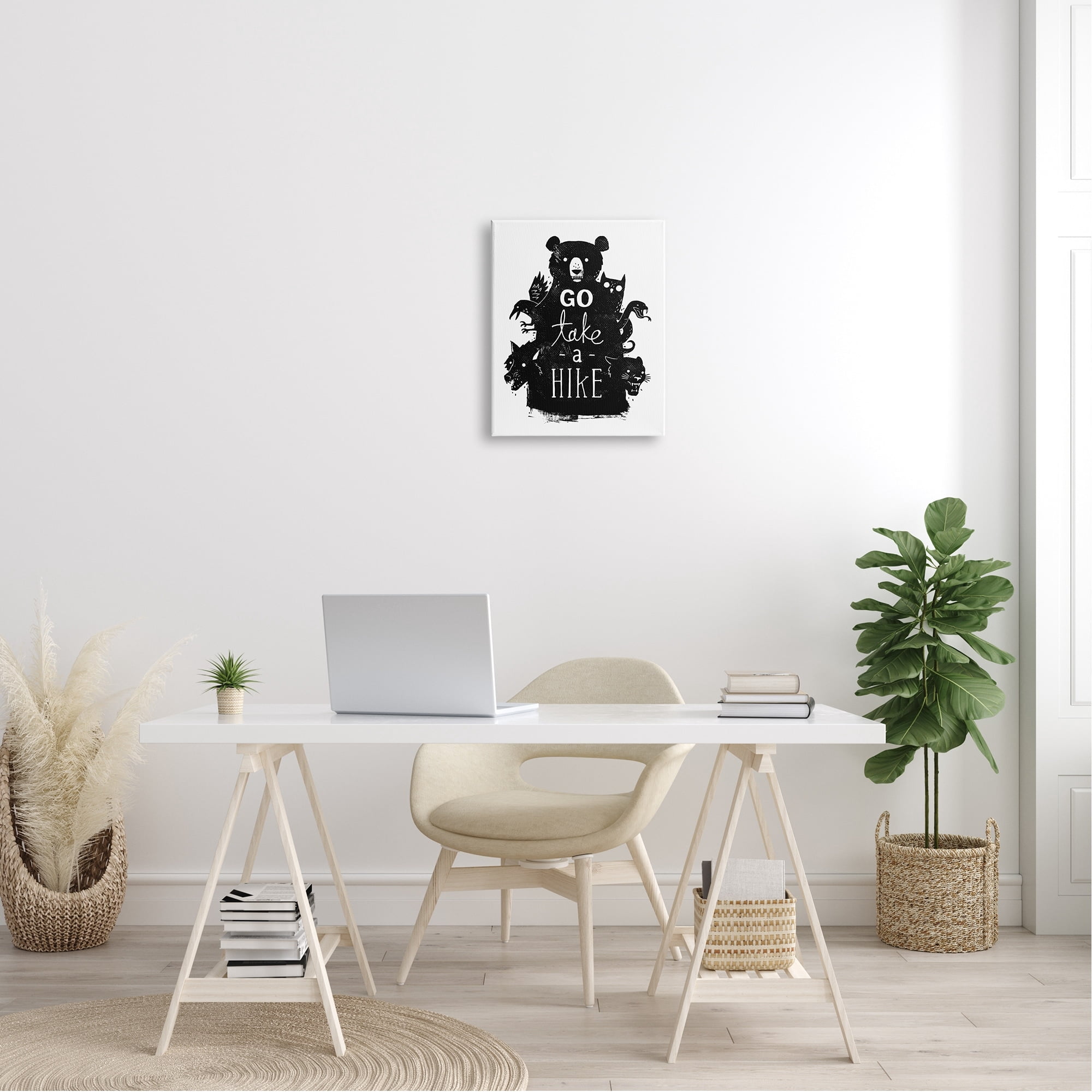 Stupell Industries Take a Hike Typography Wildlife Silhouette Black Bear Canvas Wall Art, 30 x 40, Design by Michael Buxton
