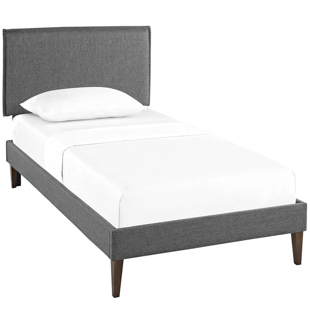 Modway Amaris Cadre de Lit Plateforme Simple Rembourré Gris avec Pieds Fuselés