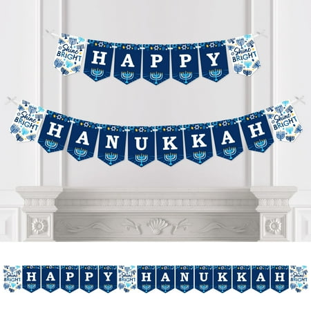 Big Dot of Happiness Hanukkah Menorah - Chanukah Holiday Party Bunting Banner - Party Decorations - Happy Hanukkah