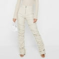 thumbnail image 2 of Women Leather Ruched Low Waist Skinny Pants Stacked Leggings Tights Party E Girl Streetwear Casual Elastic High Waisted Straight Leg Pull On Trousers, 2 of 7