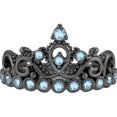 thumbnail image 1 of 14K Black Gold Aquamarine Crown Ring (March) (6), 1 of 6