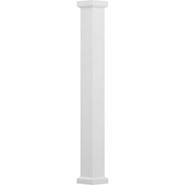 8" x 8' Endura-Aluminum Empire Style Column, Square Shaft (Load-Bearing 20,000 lbs), Non-Tapered, Textured White Finish w/ Capital & Base