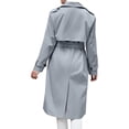 thumbnail image 3 of Double Breasted Women Solid Color Casual Long  Trench Coat with Belt, 3 of 6