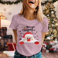 thumbnail image 3 of Merry Christmas Tshirts Women Short Sleeve Casual Crewneck Cute Santa Claus Graphic Tees Holiday Party Tops, 3 of 5