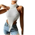 thumbnail image 1 of Birdeem Femmes Décontracté Uni Sans Manches à Col Licou Débardeur Chandail Blouse Gilet Hauts, 1 of 6