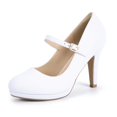 thumbnail image 1 of Zapatos IDIFU White Pumps para mujer, plataforma, tacones altos de 10 cm, 1 of 6