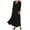 Black, variant on FAFWYP Women's Casual Flowy Long Maxi Dress Solid Color 3/4 Sleeve Round Neck Cotton Linen Swing Dress Summer Beach Sundresses Cover Ups with Pockets