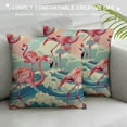thumbnail image 3 of PHYHOO Flamingo Throw Pillow Covers Decorative Pink Bird Pillowcases Tropical Bird Cushion Cover Wildlife Animal Flamingos With Green Ripple Throw Pillows For Home Sofa Couch Summer Holiday Decor, 3 of 5