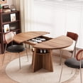 thumbnail image 4 of 59 Inch Extendable Dining Room Table for 4-8, Modern Round Kitchen Table with Storage Shelves, Oval Dinner Tables for Living Room，Walnut, 4 of 8