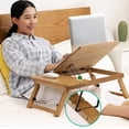 thumbnail image 4 of Adjustable Bamboo Laptop Desk for Bed & Sofa – Folding Lap Table with Tilting Surface & Height Adjustment, Ergonomic Portable Workstation for Home, 4 of 8